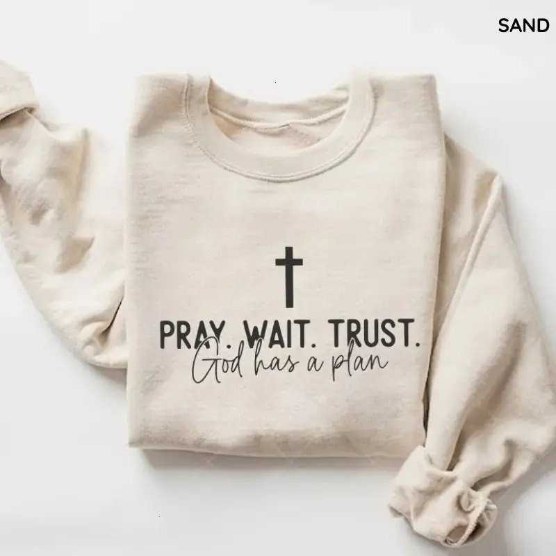 Pray Wait Trust God Has A Plan Sweatshirt, God Is Good Christian Sweatshirt, Cute Religious Shirt