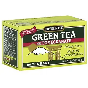 Bigelow Green Tea with Pomegranate - 20 Individually Wrapped Tea Bags, Gluten-Free, Kosher, Caffeinated, Tart & Smooth Blend, USA Made