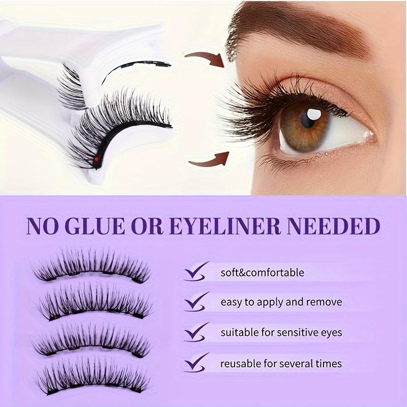 Magnetic False Eyelashes Set, Reusable Waterproof Natural Look, Invisible Adhesive, Easy Applicator Included, 2 Pairs, Black, Soft Magnetic Eyelashes