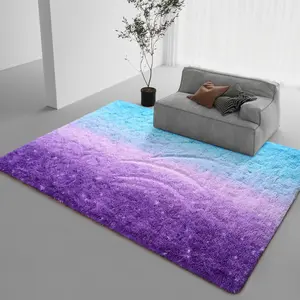 DweIke Luxury  Modern Indoor Livingroom Bedroom Home Area Rugs, Purple Blue Upgrade Non-Slip Durable Rectangular Colorful Rug, High Pile Soft Rug for Kids Girls Room Nursery Home Decor
