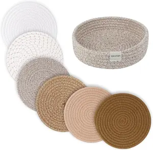 8inch Trivets for Hot Dishes, Hot pots and Pans, Extra Large Thick Heat Resistant Large Coasters,Pot Holders for Kitchen, Hot Plate Mats for Kitchen Countertops Storage Basket, 6 Pcs