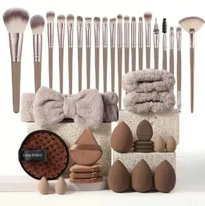 Professional Makeup Tools Set, 40pcs/set Cosmetic Brush & Sponge & Puff & Headband & Brush Cleaning Bowl Set, Multi-sue Facial Makeup & Cleaning Accessories, Makeup Products for Grunge Makeup Look, Makeup Brushes Set,The Best Gift for Girls