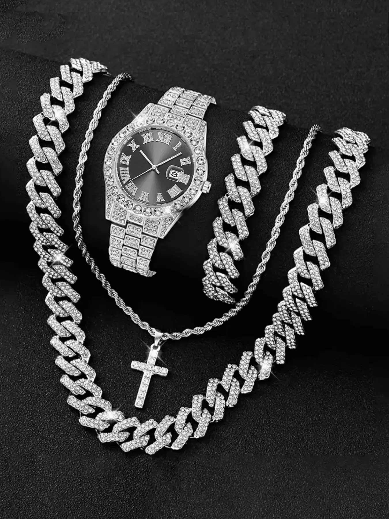 Fashionable casual temperament business watch simple and fashionable men's jewelry watch set Bracelet Set