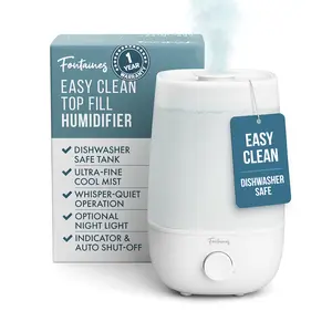 Fontaines 3L Ultrasonic Cool Mist Humidifier – Whisper-Quiet, 360° Mist, Dishwasher-Safe Tank, Auto Shut-Off & Nightlight