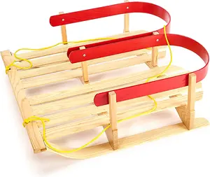 Exceptional Concepts Wooden Sleds for Kids - Dual Wooden Sleds for Snow with Pulling Rope - Baby Pull Sled Premium Canadian Quality from Ash Hardwood