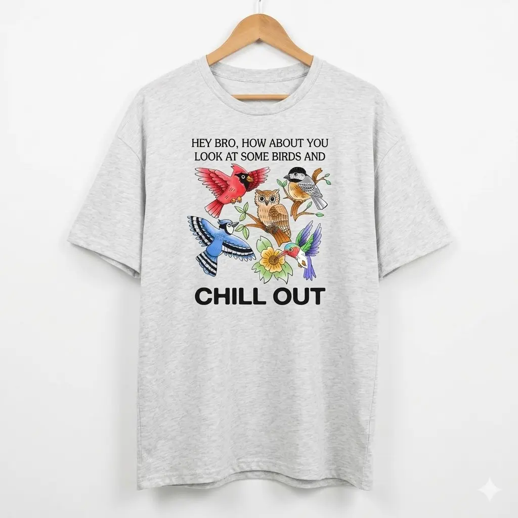 Chill Birds Graphic T-Shirt Funny Bird Lover Nature Wildlife Unisex Gift Tee