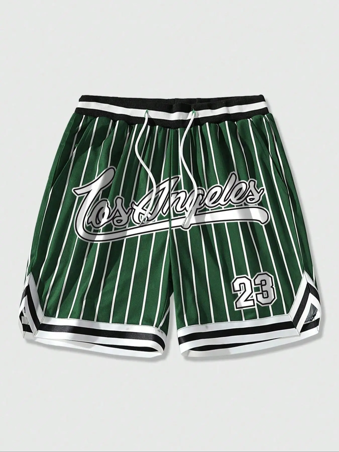 Men's Striped & Letter Print Drawstring Waist Basketball Shorts, Regular Fit Casual Comfy Breathable Printed Shorts for Summer, Men's Bottoms for Daily Wear, Athletic Shorts, Graphic Shorts