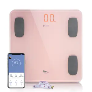 Body Fat Scale Smart BMI Scale Digital Bathroom Wireless Weight Scale, Body Composition Analyzer with Smartphone App sync with Bluetooth, 180KG/400 lbs-Pink