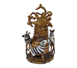 Global Crafts Banana Fiber Animal Circling a Tree Christmas