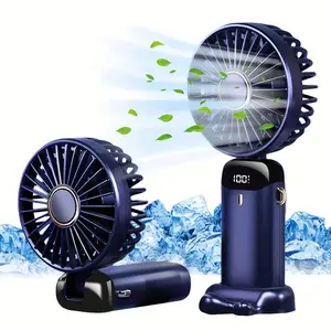 USB Rechargeable Portable Mini Fan, USB Fans with LED Display, Battery Powered, Plastic, Ideal for Desk, Office, Bedroom, Outdoor Travel, Camping