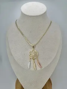 Vivandi Dreamcatcher Necklace (3-Tone Feathers)