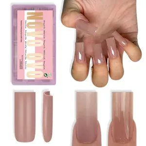 NOVO OVO Meidum Sharp Square Nail Tips Press on Pure Color Brown Pink, Extra Thick NEED Builder Gel Top Coat Glue Soft Gel Matte Fake Nail Extension,Full Cover False Nails for Salon DIY 15 Sizes 180pc