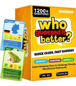 QUOKKA Who Guesses It Better Dedicated Deck Card Game Set – 3-Bundle Educational Card Sets with Visual Clues for Animals & Countries Learning