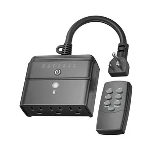 Outdoor Light Timer,  Plug-in Dusk-to- Controller with 3 Grounded Outlets for Christmas & Halloween String Lights, 15A 1/2HP, ETL Listed, 100 ft RF Range, Remote Included