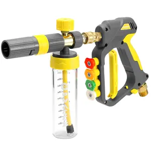PWACCS Pressure Washer Small No-Dilution Foam Cannon Pro with Short Gun, Power Washer Soap Foam Gun with 4 Spray Nozzles for Car Wash