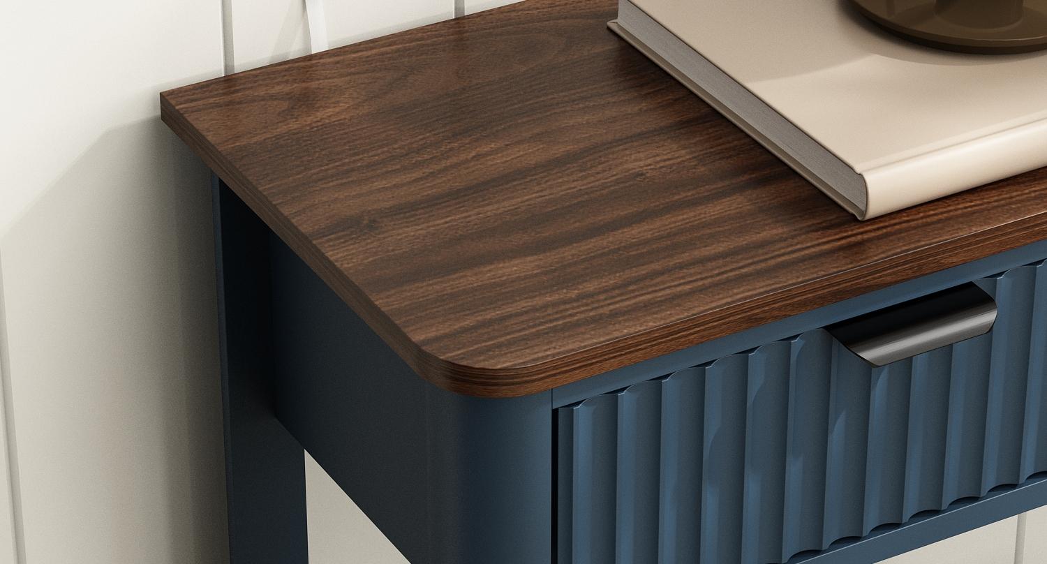 PieDle Furniture Fluted Console Table with Drawers, Modern 47.1" Entryway Table with Storage Shelf, Boho Narrow Skinny Behind Couch Wood Sofa Table for Living Room Hallway Entrance Foyer