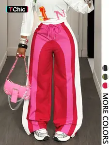 Women's Casual Striped Long Pants, Comfortable and Stylish, Perfect for Daily Wear, Ladies Fashion Bottoms, Casual Chic Bottoms, One Piece, Casual Streetwear Trousers