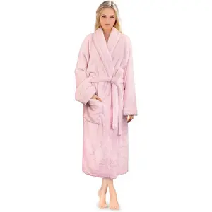 Womens Plush Soft Robe Fluffy, Warm, Fleece Sherpa Shaggy Bathrobe
