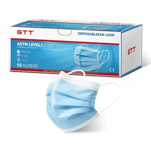 50pcs/1pack Blue, 3‑Layer GTT Disposable Face Masks Protection for Adults, ≥95% Filtration, Soft Elastic Ear Loops, Breathable Daily Cover for Home Office Travel School