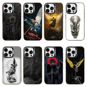 Archangel Michael Cross Phone Cases For iPhone 17 Promax Pro Air 16 Plus 15 14 13 12 Black Candy Matte Shockproof Cover