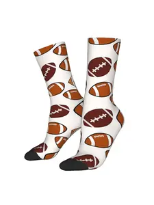 Men'S Rugby American Football Basketball Socks, Printed All Over, Knit Elastane, Breathable and Comfortable, Ideal for Everyd