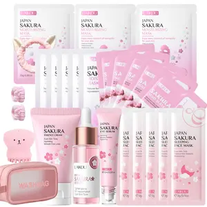 25PCS SAKURA Skin Care Set Women Beauty Gift Sets Korean Skin Care Kit, Face Cream, Serum, Eye Serum , Sleeping ,Masks , Clay Masks , Moisturizing Masks for Women Teen Girls Mom Daughter Mother's Day Christmas Birthday