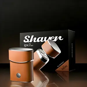 Mini Portable Electric Shaver, Premium Leather Texture, USB Rechargeable, Waterproof Wet/dry Use, Quiet Grooming Tool, Ideal Gift for Men