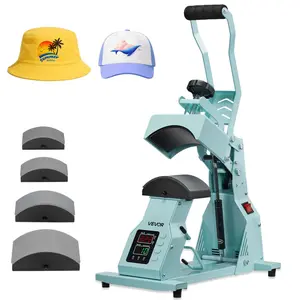 VEVOR Hat Heat Press Machine, with 4pcs Interchangeable Platens, Precise Temperature and Time Control, Hat Press for HTV Iron On and Sublimation Projects, for Caps, Headbands, Cuffs, Face Masks, Gree