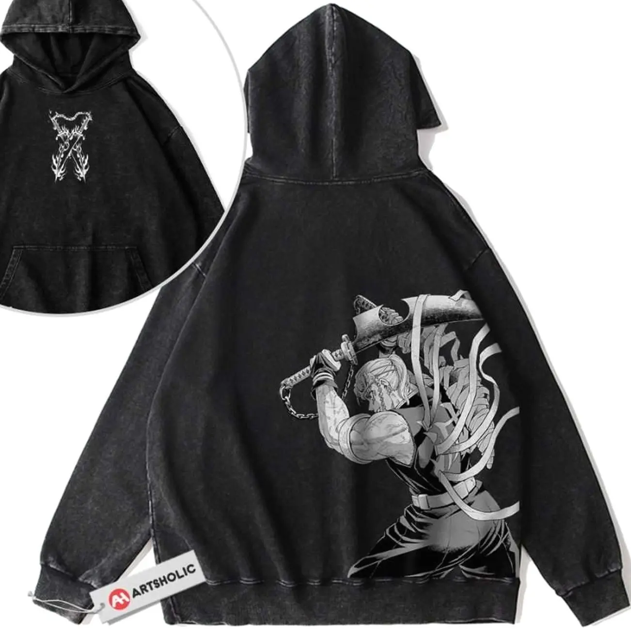 Tengen Uzui Hoodie, Demon Slayer Hoodie, Anime Hoodie, Vintage Hoodie 2-Sided