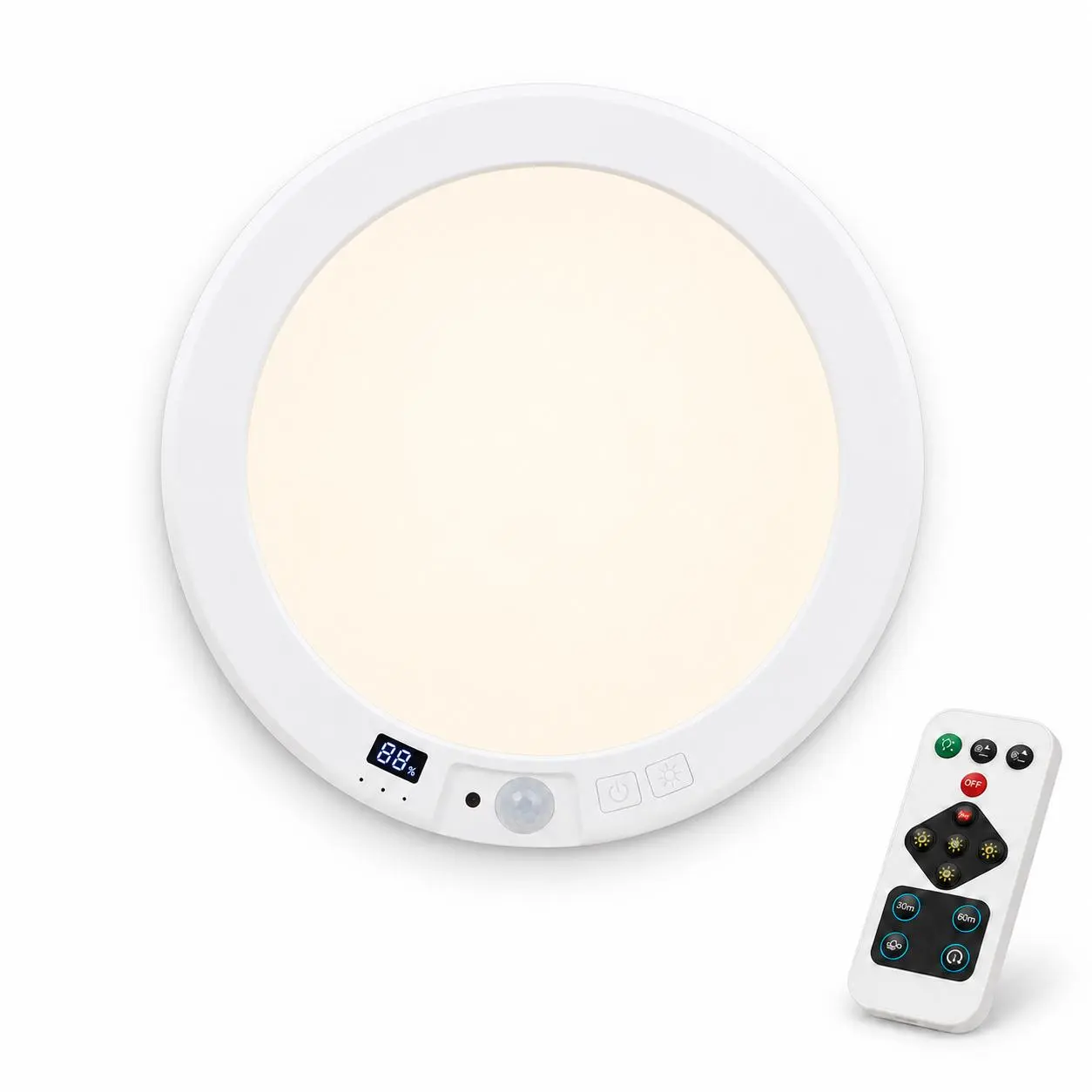 GIVRYES 12-Inch Portable Rechargeable LED Ceiling Light - Smart Motion Sensor, Remote Control, Digital Display, 3 Color Temperatures, Dimmable Magnetic Flush Mount for Hallway, Closet | Renter-Friendly Indoor Lighting, Led Dimmable Ceiling Lighting