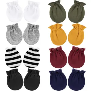 Newborn Infant Toddler Mittens No Scratch Cotton Elastic Wrist Gloves Hypoallergenic for 0-6 Months Baby Boys Girls