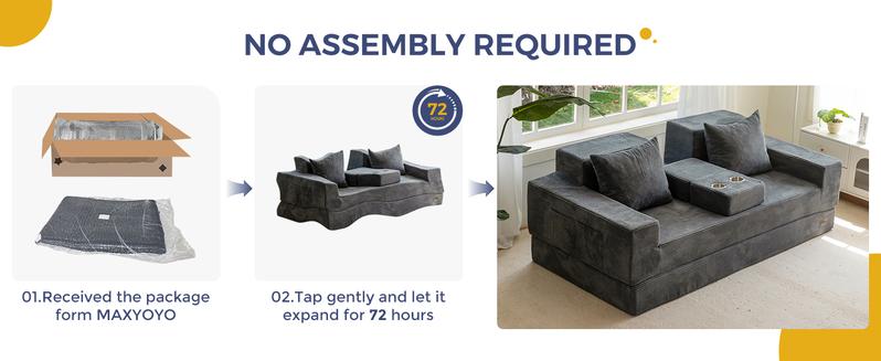 MAXYOYO Sofa Bed, 4 in 1 Foldable Floor Sofa Couch in A Box with 2 Cup Holders, Convertible 3 Seater Boneless Couch Folding Recliner Sleeper Chair for Living Room, No Assembly Required MAXYOYO Sofa Bed, 4 in 1 Foldable Floor Sofa Couch in A Box with 2 Cup Holders, Convertible 3 Seater Boneless Couch Folding Recliner Sleeper Chair for Living Room, No Assembly Required