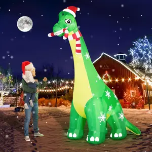 13FT Giant Dinosaur Christmas Inflatable Decorations, Built-in LED Lights, Strong Blower Huge Blow Up Yard Clearance Decor with Large Candy Cane Xmas Santa Hat Outdoor Indoor Holiday PartyAB15Rosavelle