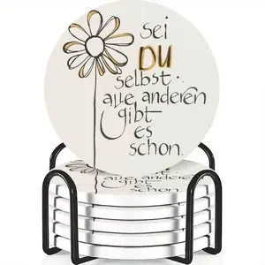 6-Piece Ceramic Coaster Set, Non-Slip Heat Resistant, Ideal for Coffee & Beverage, Home & Restaurant Decor, Perfect Gift