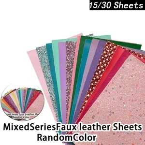 15 and 30 Sheets Mixed Series Artificial Leather Bedding, 20.32 X 30.48 Cm Random Colors, Ideal for DIY Projects and Jewelry Making