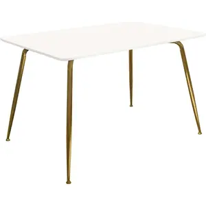 Chance White Lacquer Dining Table & Gold Legs
