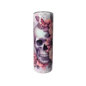 #70 Skull & Butterfly Tumbler - BPA-Free Stainless Steel Drinkware with Edgy Skull Art & Delicate Butterfly Design Portable Water Bottle