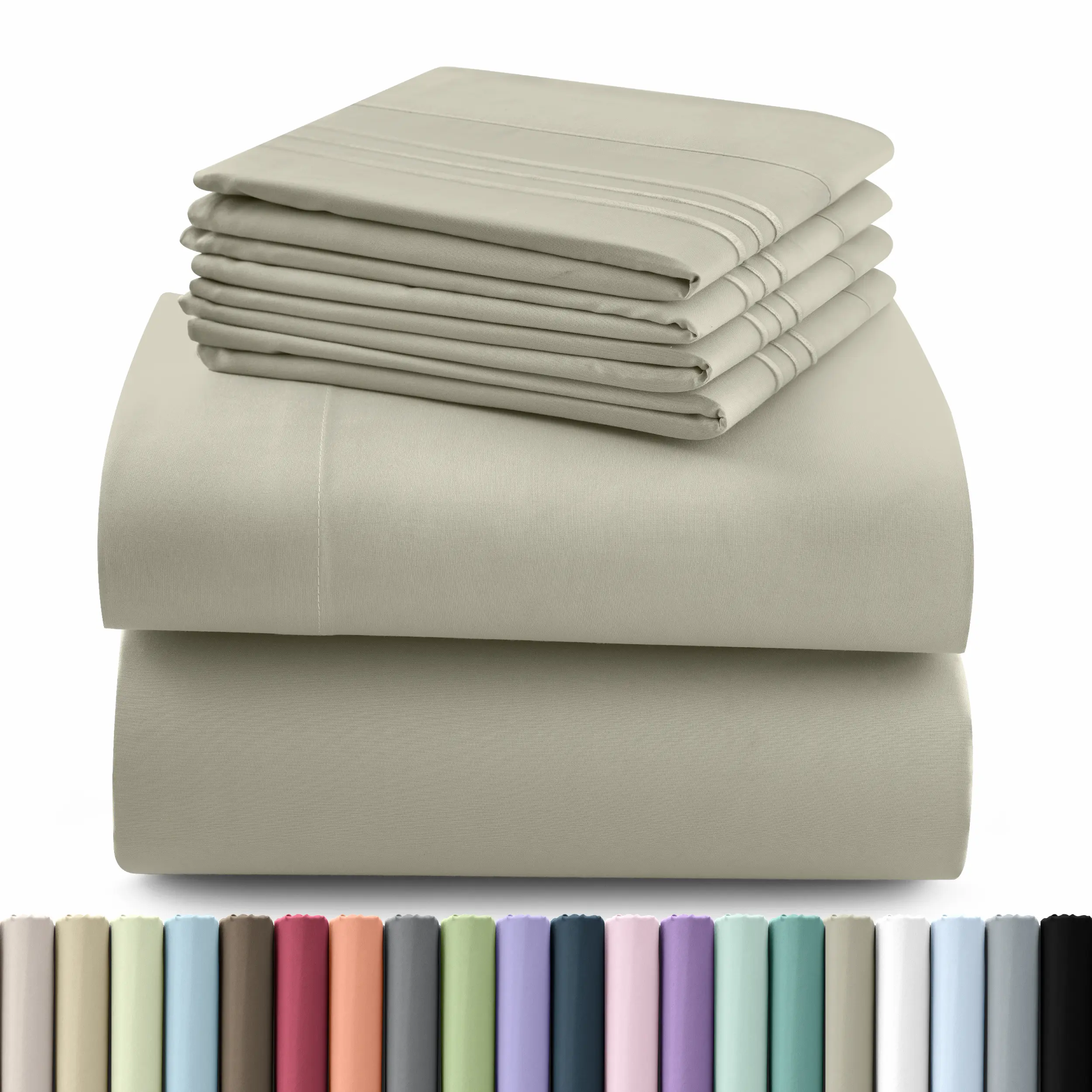 Hannah Bedding Sheet Set - 6 PC Brushed 100% polyester Bed Sheets 16 Inches Deep Pockets - Embroidered & Plain Pillowcases - Hotel Luxury Sheets Bed Set - Soft Bedding Sheets