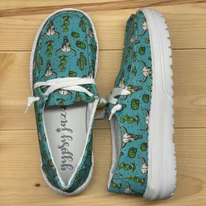 Gypsy Jazz "Elizabeth" Turquoise Slip-on Shoes