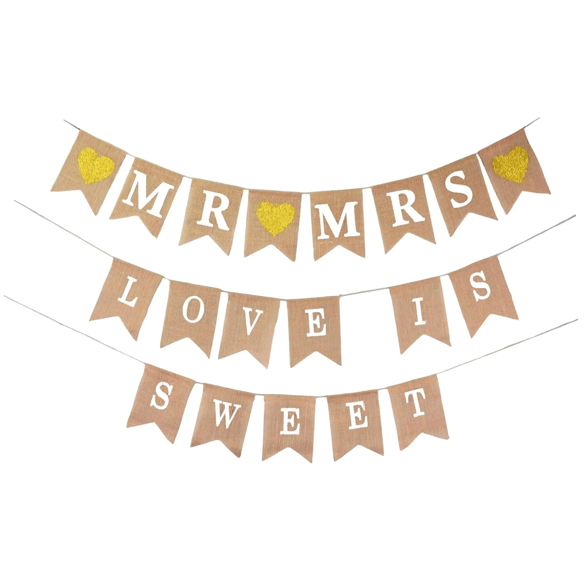 Love is Sweet Sign Banner Mr and Mrs Burlap Banner Sign Rustic Decoration for Wedding Party Table Photobooth Props Home Wall by Mandala Crafts