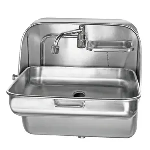 CNCEST 14.56" Stainless Steel Caravan Boat RV Camping Wall Mount Folding Sink with Cold Water Tap and Waste Outlet