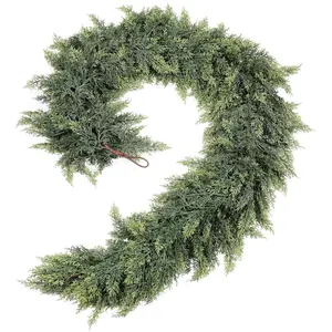 Realistic Cedar Wreath, Lifelike Artificial Christmas Greenery, 225 Cedar Branches, Ideal for Fireplace, Table, Staircase, Door Frame, Window, Indoor Outdoor Decor