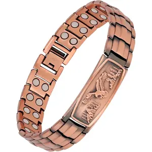 Vintage Eagle Pattern Bracelet for Men, Adjustable Magnetic Copper Alloy Bangle, Retro Stylish Wrist Jewelry with Sizing Tool, Ideal Gift for Boyfriend Daily Casual Wear