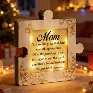 Engraved Wooden Lighted Puzzle Piece Desk Decor Sign - Thyle Meaningful Gifts for Mom Mama, Kitchen Home Decor, Christmas Valentines Mothers' Day Birthday Presents from Daughter Son