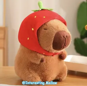 Strawberry Capybara Plush Toy, Summer Gifts, Cute Capybara Anime Fluffy Toy, Creative Birthday and Holiday Gift Options, Room Decor, Thanksgiving, Chrismats Gift Set Stuffed Animals