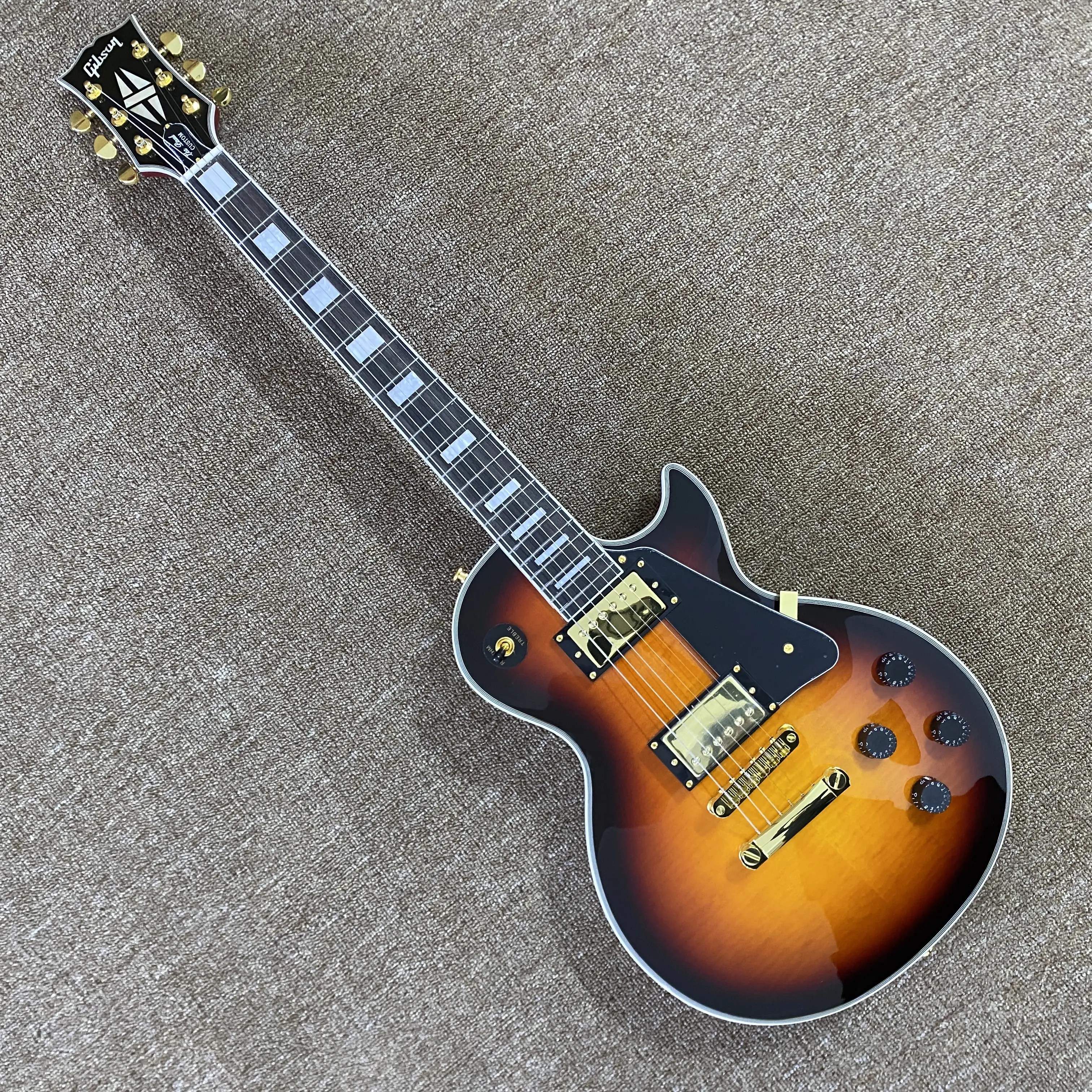 LP electric guitar flame maple top gold hardware HH pickups mahogany body Rosewood fingerboard 6 strings