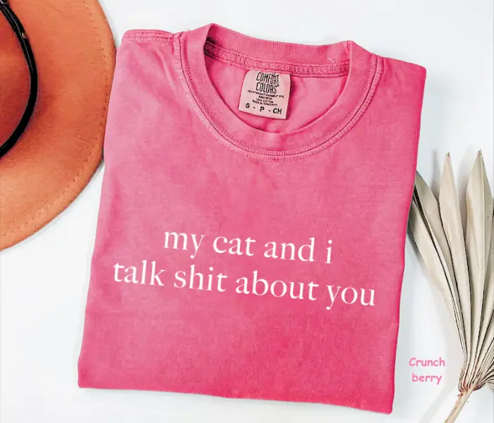 Comfort Colors My Cat And I Talk Shit About You T-Shirt, Funny Quote Tee, Cat Lovers T-Shirt, Trendy Gift for Women, For Woman