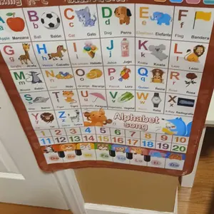 Product Review of Bilingual Talking Wall Chart for Kids – English & Spanish Learning Poster with Songs, ABCs, Numbers, Animal words & Piano – Interactive Educational Toy for Toddlers 1-6 – No Screen, Battery Powered classroom use Alphabet Preschool from e**4