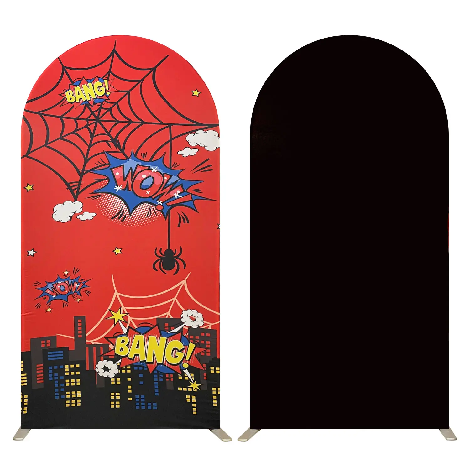 Spider Web Man Arch Backdrop Cover Spider Birthday Party Decorations for Photo Props Cosplay Wedding Baby Shower Backdrop Ceremony Banquet Decoration（6.6*3.3FT）