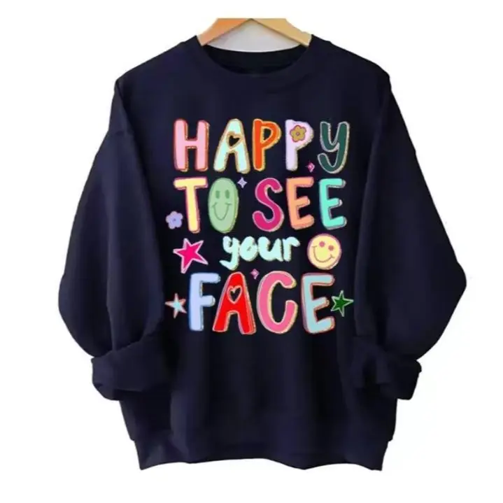 Happy To See Your Face Teacher Sweatshirt, Hand Drawn Colorful Doodle Stars Messy Teacher Sweater, Teacher Shirt, 1st Day Of School Teacher, Trendy Teacher Back To School Shirt, Gift For Teacher